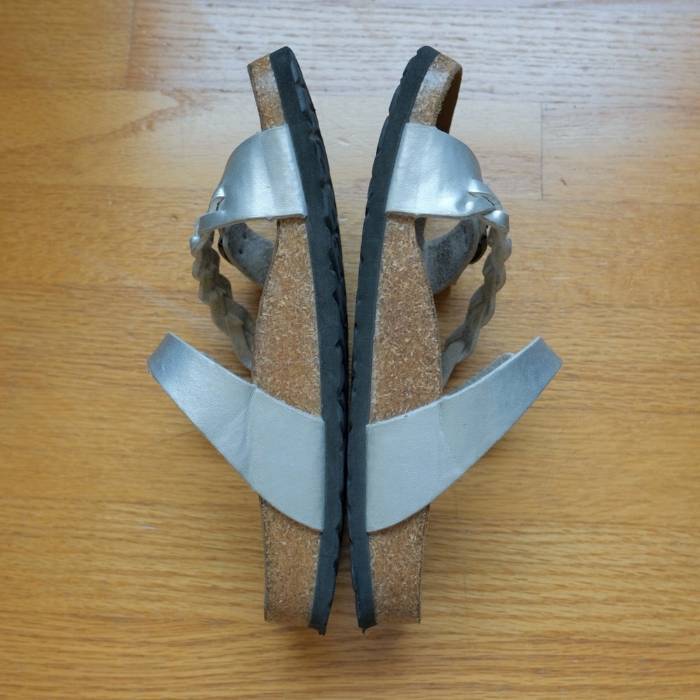 Aerothotic Viking Strappy Cork Sandals Size 38 US7.5 Metallic Silver - Picture 4 of 9